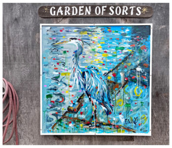 mural of blue heron by emily weil