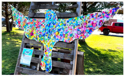 mural bird-shape abstract by emily weil