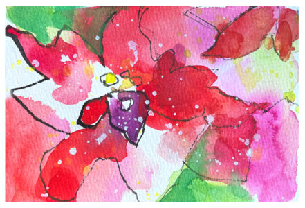 abstract watercolor painting of poinsettia by emily weil